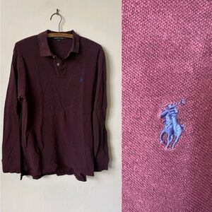 Polo by Ralph Lauren Men's Purple Long Sleeve Polo Shirt